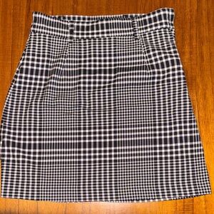 H&M Black and White Check Mini Skirt